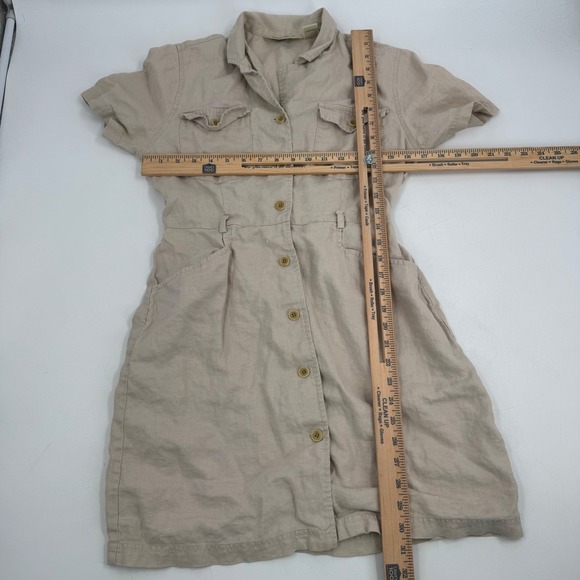 Eddie Bauer Womens Petite Button Up Utility Dress Linen Blend Tan Size Small - Picture 5 of 12